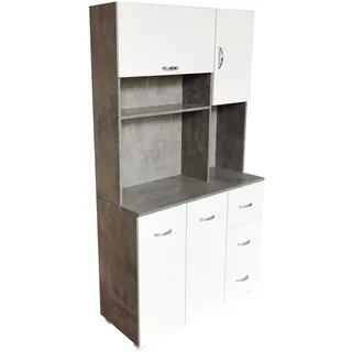 Hti-Living Küchenschrank Beton/Weiß Blanca 100 x 180 x 40 cm GRAU