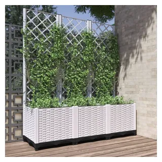 vidaXL Pflanzkübel mit Rankgitter 120 x 40 x 136 cm Weiß