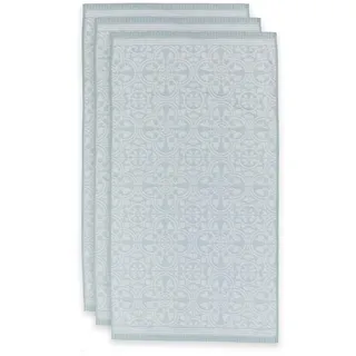 Pip Studio Tile de Pip Light Blue 55x100 Set a3: 3X 100% Baumwolle, Fliesenmuster, Zweifarbiger Streifen, 55x100 cm, Modern, Hellblau