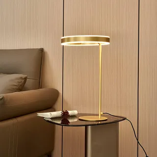 LED Tischlampe Yekta Lucande, dimmbar, messing / gold, für Wohn- / Esszimmer, Metall, Design, LED Tischlampe - 30 cm - 30 cm - 58.5 cm