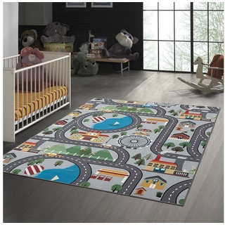 Kinderteppich Spielteppich - Straßenteppich in Grau, TeppichHome24, rechteckig, Höhe: 10 mm blau|bunt|grau|grün|rot rechteckig - 200 cm x 290 cm x 10 mm