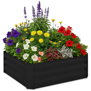 Relaxdays Hochbeet 90 x 90 x 30 cm Schwarz