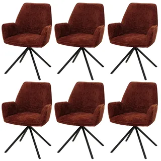 Mendler Esszimmerstuhl HWC-G67 Chenille rostrot 6er Set