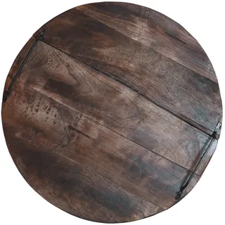Rundes Schneidebrett aus Mangoholz - mit Metallgriffen für sicheres Servieren - Ø 40x6cm - Robust & widerstandsfähig für Küche & Gastronomie