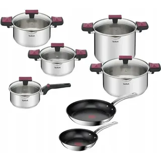 TEFAL COOK & CLIP TOPFSET + INTUITION PFANNENSET, 12-TEILIG, KOCHTOPFSET, TÖPFE