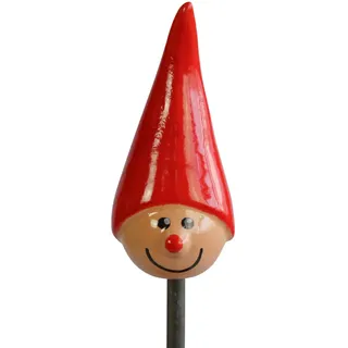 Manufaktur Lichtbogen Gartenstecker Wichtel aus Keramik rot lustige Gartendeko frostfest Gartendekoration