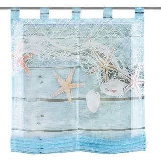 Home fashion Schlaufenraffrollo Voile Digitaldruck MARITIM, Polyester, Blau, 140 x 60 cm
