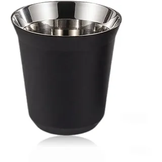 Cyrank Edelstahl Espressotassen, Metall Espressotassen, Doppelwandige Edelstahl kaffeetassen Stapelbare Edelstahltassen Metall Trinkgläser Trinkbecher für Zuhause(Schwarz)