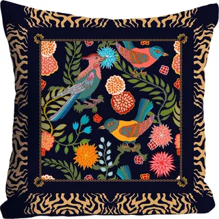 Queence Kissenbezug Vögel 40 x 40 cm Bunt