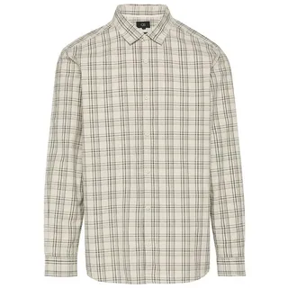QS Kariertes Langarmhemd Beige / Grau L