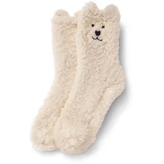 Tchibo - 1 Paar Teddy-Kuschelsocken - Gr. 31-34 - weiß