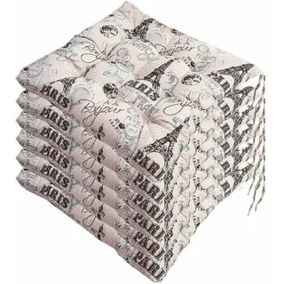 6er-set Stuhlkissen (40 X 40 Cm) – Polyester Und Baumwolle – Maschinenwaschbar – Sicherer Halt Durch Integrierte Bänder