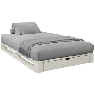 Home affaire Palettenbett "ALASCO " BESTSELLER! Mit Schublade, zertifiziertes Massivholz, erweiterbar zum Doppel- oder Familienbett weiß 120 cm x 200 cm x 18 cm