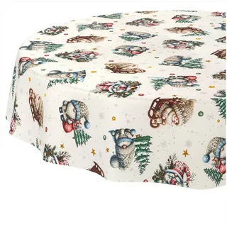ANRO Tischdecke Weihnachten abwaschbare Weihnachtstischdecke (Einzelstück 1-tlg), Schmutzabweisend Weihnachten Grün Rund 120cm grün Rund | Ø 120 cm x 120 cm x 120 cm