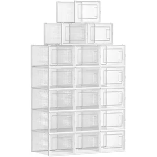 Songmics Schuhbox 25,2 x 19 x 35 cm 18-tlg. weiß