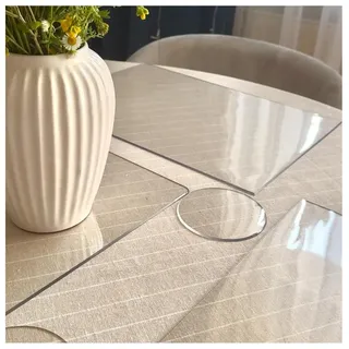 Tischsets 6pcs Abwaschbar PVC 2mm Transparent 30x42cm | Platzsets mit Gratis Glasuntersetzer | Tischset Platzdeckchen Esstisch | rutschfest Wasserdicht | Für Küche Esszimmer | PRINT.GG