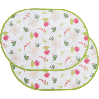 Erwin Müller Platzset Tischset 2er-Pack, abwaschbar Blumen grün|rosa