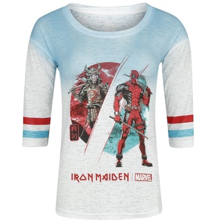 Iron Maiden - Marvel T-Shirt - Iron Maiden x Marvel Collection - Samurai Comp - S bis XXL - für Damen - Größe L - weiß/türkis  - EMP exklusives