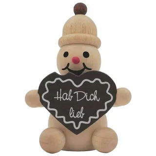 Drechslerei Volkmar Wagner Schneemann Junior mit Lebkuchenherz sitzend