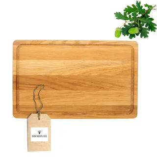 HOFMEISTER® Schneidebrett Eiche 40 × 25 × 2 cm mit Saftrille – massiv, robust