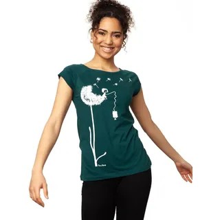 FellHerz Pusteblume Petrol - M - süßes Damen T-Shirt aus 100% Bio-Baumwolle Organic Cotton fair nachhaltig öko Laterne Löwenzahn Blume Mädchen türkis - M