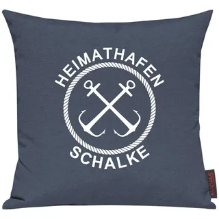 Shirtinstyle Sofakissen Heimathafen Schalke, Kissen, Meer, Heimatort, Stadt, Urlaub, Größe 40 x 40cm, Farbe Blau