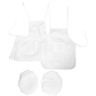 CIYODO 2 Sätze babyfotografie schürze kochkostüm für kochschürze Outfit fotoshooting backschürze Kinderkoch -Outfit Chef Hats for kochschürze White