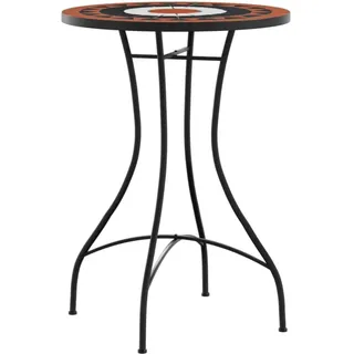 vidaXL Mosaik-Bistrotisch Ø 50 x 70 cm Terrakottarot/Weiß