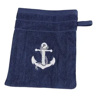 Sea-Club Waschhandschuh Anker blau Waschlappen Baumwolle maritim