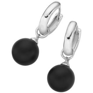 GIORGIO MARTELLO MILANO Paar Creolen Behang schwarze Achat-Kugeln oder weiße Perlen, Silber 925 schwarz