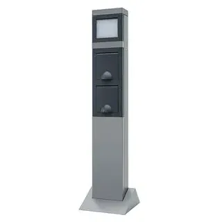REV-Ritter Wegeleuchte Steel, grau, mit 230 V Netzstrom, Pollerleuchte, LED, IP44, mit Steckdose, Höhe 67 cm