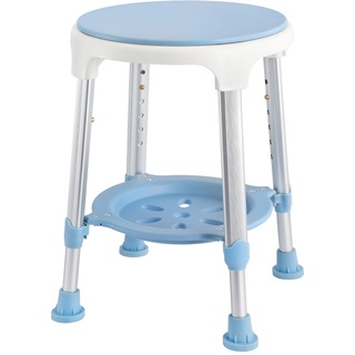 Aufun Duschhocker mit Tablett Duschstuhl 42-54 cm Höhenverstellbar und 360° Drehbar Badsitz Duschhilfe Anti-Rutsch Badsitz aus Alu und Kunststoff für Alter, Schwangere(Tye D)