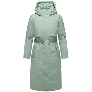 Navahoo Damen, Wintermantel warmer, Wasserabweisender Parka mit Kapuze und Taillengürtel Waldbummler 14 Smokey Mint Gr. M - M