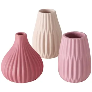 Boltze Vase Wilma 3er, Beige, Rosa, Hellrosa