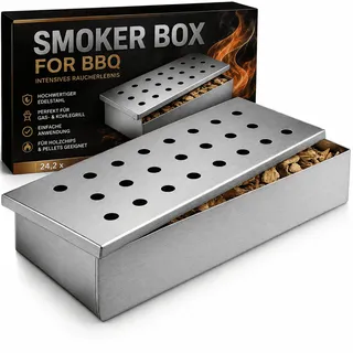 Edelstahl Räucherbox Smokerbox Räucherdose Holzkohle Gasgrill Grill Box BBQ
