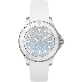 Ice-Watch - ICE steel Lo white blue - Silbergraue Damenuhr mit Silikonarmband - 020370 (Small)