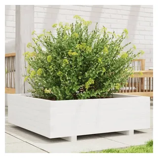 furnicato Hochbeet Pflanzkübel aus Massivholz 80 x 80 x 26,5 cm Weiß weiß 80 cm x 26.5 cm x 80 cm