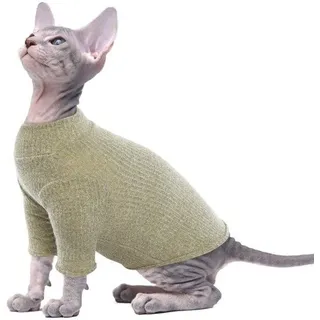 Ibenzoa® Weiche Baumwoll‐Weste für Sphynx‐Katzen – atmungsaktiv, elastisch & verstellbar, Schutz für empfindliche Haut, Größe S - Grün