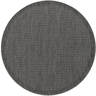 Carpetsale24 In- & Outdoor Teppich Wetterfest 160 cm Rund Einfarbig Schwarz - Wasserfest,Flachgewebe, für Balkon, Garten, Terrasse, Küchenteppich