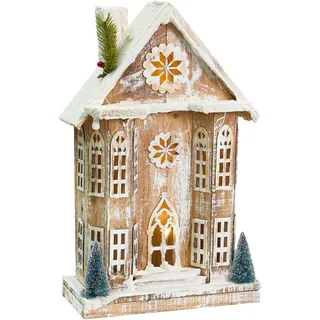 Beliani Weihnachtshaus 50 cm Braun/Weiß