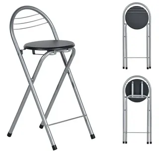LuxusKollektion Barhocker Barhocker Klappbar Montagefrei Outdoor 1 Barhocker Schwarz und Silber bunt