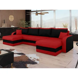Mirjan24 Ecksofa U-Form Mikrofaser 6-Sitzer Rot