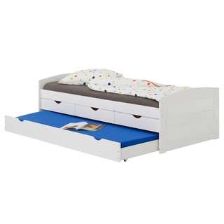 IDIMEX Funktionsbett JESSY, Bett mit Stauraum JESSY, Kiefer massiv, Jugendbett Gästebett Bett 90x2 weiß