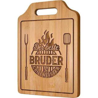 LuxusKollektion Schneidebrett Schneidebrett Bambus Personalisierte Geschenk Geburtstag Bruder braun