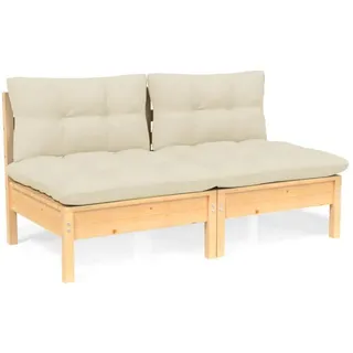 vidaXL 2-Sitzer Gartensofa Loungesofa creme