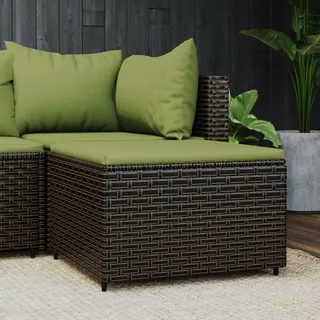 Gartenhocker Mit Kissen Braun Poly Rattan