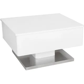 Novel Couchtisch, Weiß, Edelstahl, Metall, Holzwerkstoff, rechteckig, würfelförmig, 70x40.5x60 cm, höhenverstellbar, Wohnzimmer, Wohnzimmertische, Couchtische, Couchtische Metall