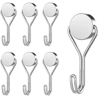 MOGADEE® Magnethaken, 6 Stück Magnethaken Silber Extra Stark für Küche, Gadgets, Schlafzimmer, Schließfächer, Büro, Kühlschränke, Aufhängen Dekorative Lichter, Grill, Gartenwerkzeugen - 16G