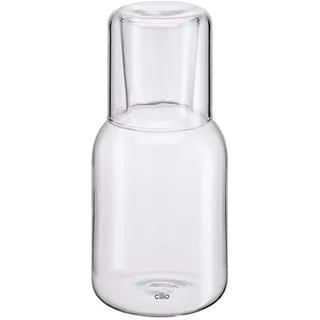 Cilio Wasserkaraffe Glas Karaffe Krug Wasserkaraffe mit Trinkglas 750 ml cilio LORENZO weiß