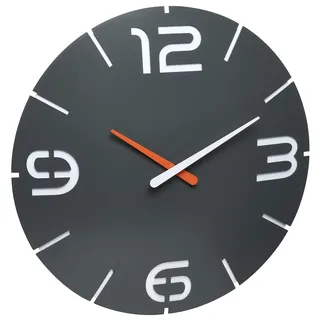 TFA Dostmann Contour Design Funk-Wanduhr, Funkuhr, groß, anthrazit, 60.3536.10, Anthrazit/Weiß, Ø 350 x H 35 mm